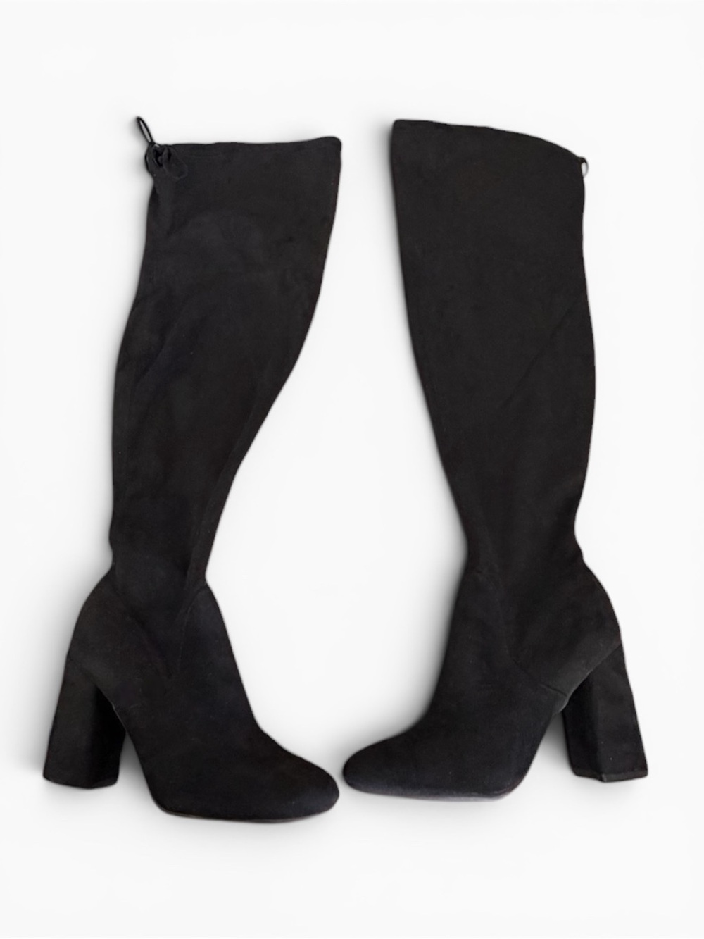 Unisa Black Suede Over the Calf - Wide Calf - Block Heel Boots